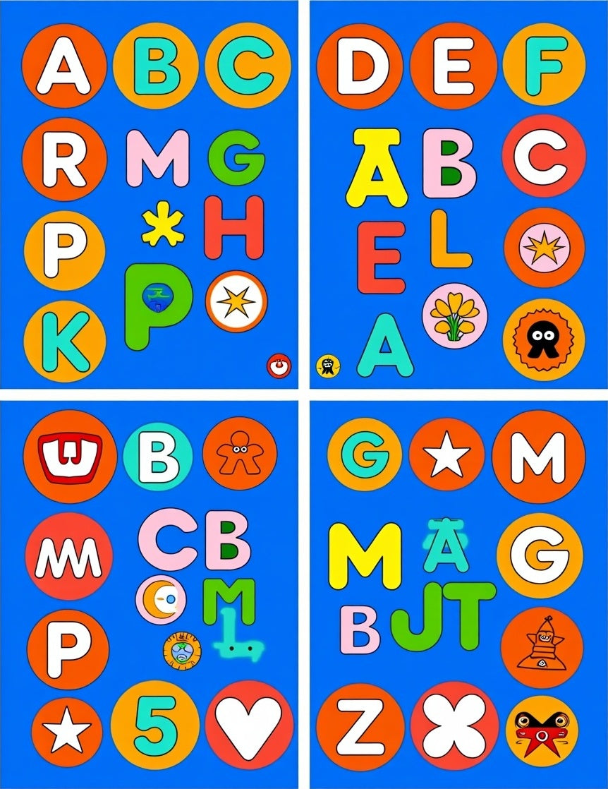 Playful Alphabet Circles Round Rug