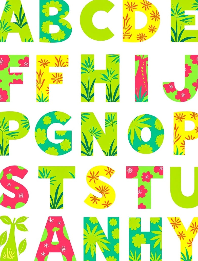 Tropical Floral Alphabet Charm Rug