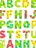 Tropical Floral Alphabet Charm Rug