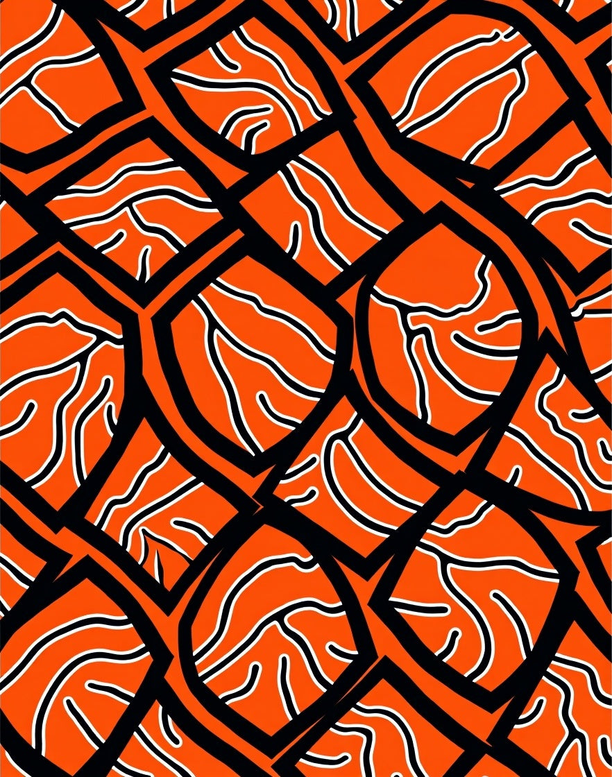 Bold Orange Black Jagged Geometric Rug