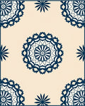 Navy Blue Medallion Cream Background Rug