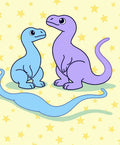 Whimsical Blue Purple Dinosaur Stars Rug