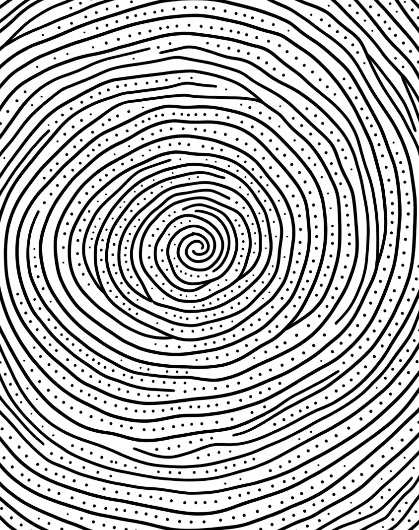 Black White Swirling Lines Dots Rug