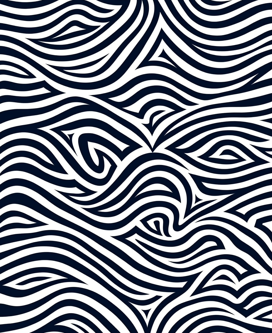 Dark Blue Swirling Abstract Stripe Rug