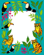 Tropical Toucans Tigers Floral Jungle Rug