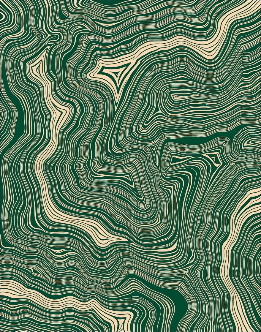 Emerald Cream Abstract Contour Rug
