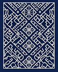Navy White Intricate Geometric Floral Rug