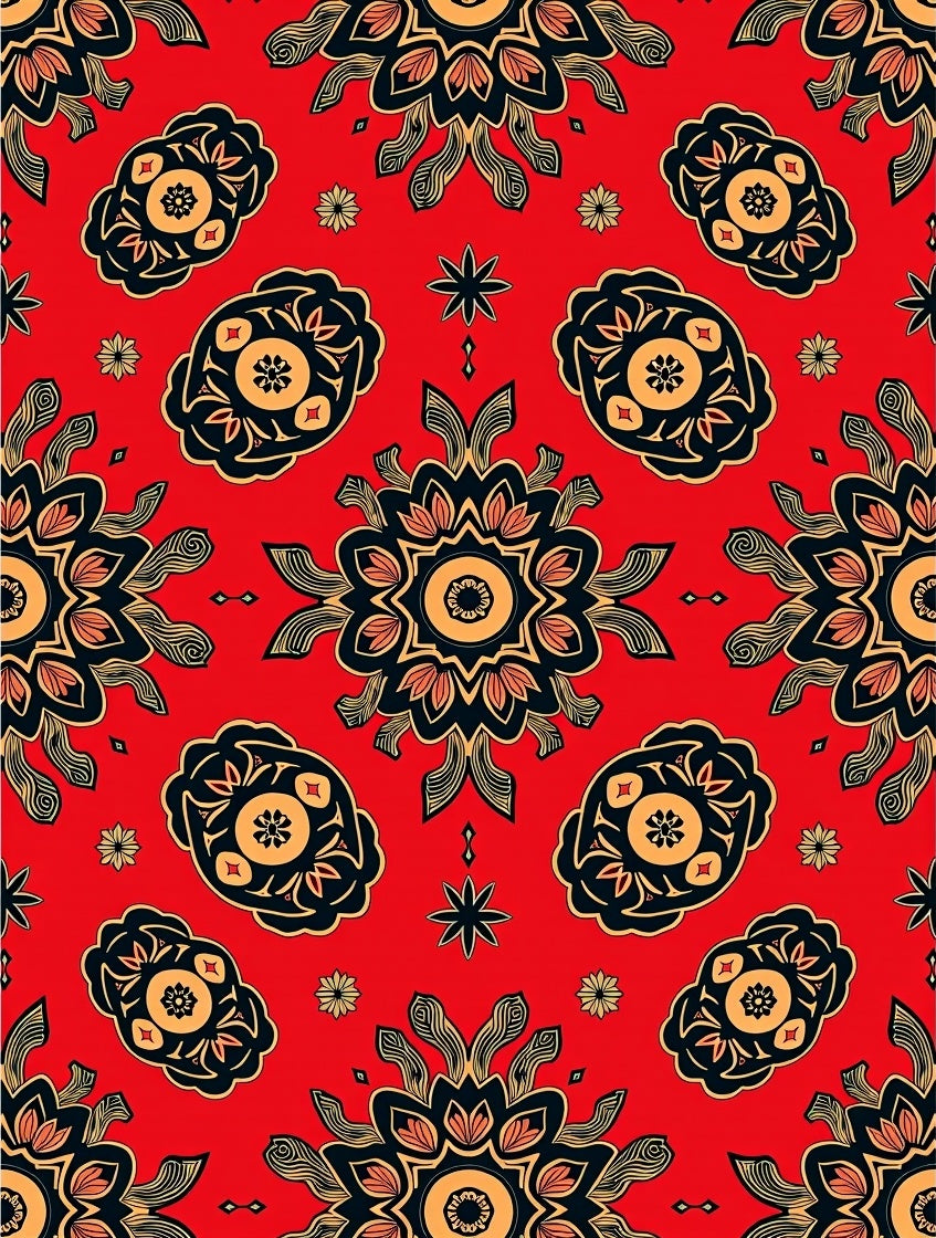 Scarlet Mandala Bloom Intricate Rug
