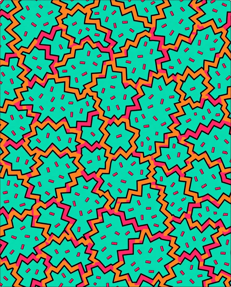 Retro Turquoise Jagged Geometric Scatter Rug