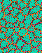 Retro Turquoise Jagged Geometric Scatter Rug