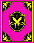Vibrant Pink Yellow Crest Shield Rug
