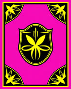Vibrant Pink Yellow Crest Shield Rug
