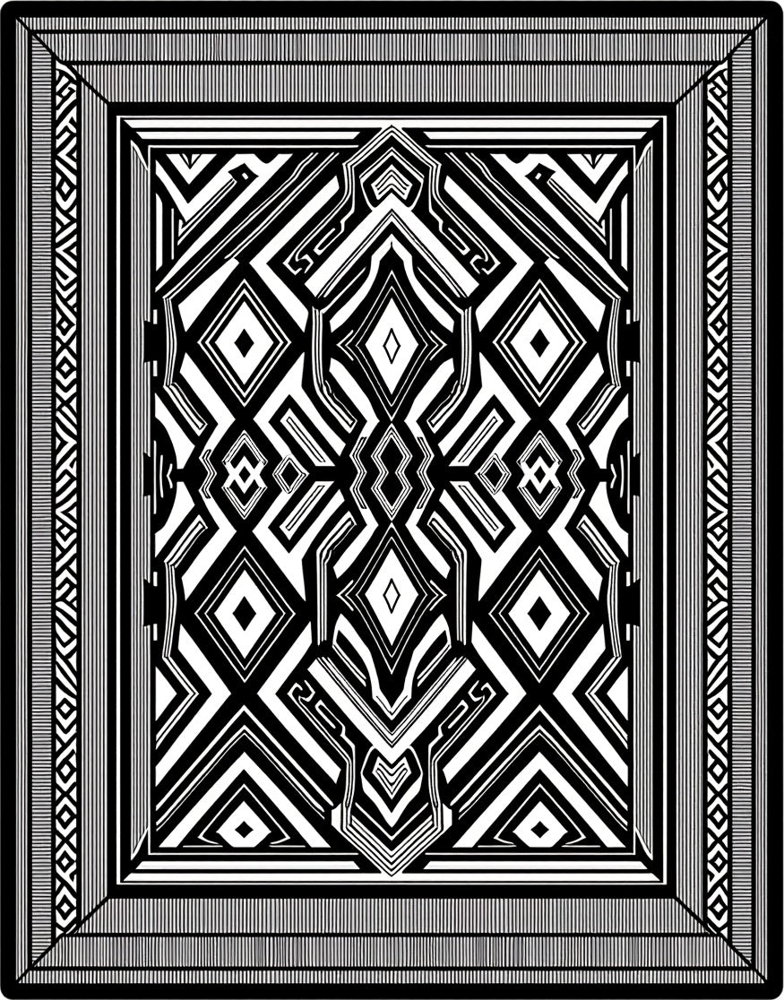 Bold Black White Geometric Abstract Rug