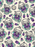 Purple Skull Floral Cream Background Rug