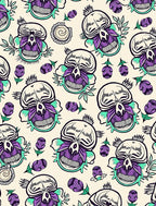Purple Skull Floral Cream Background Rug