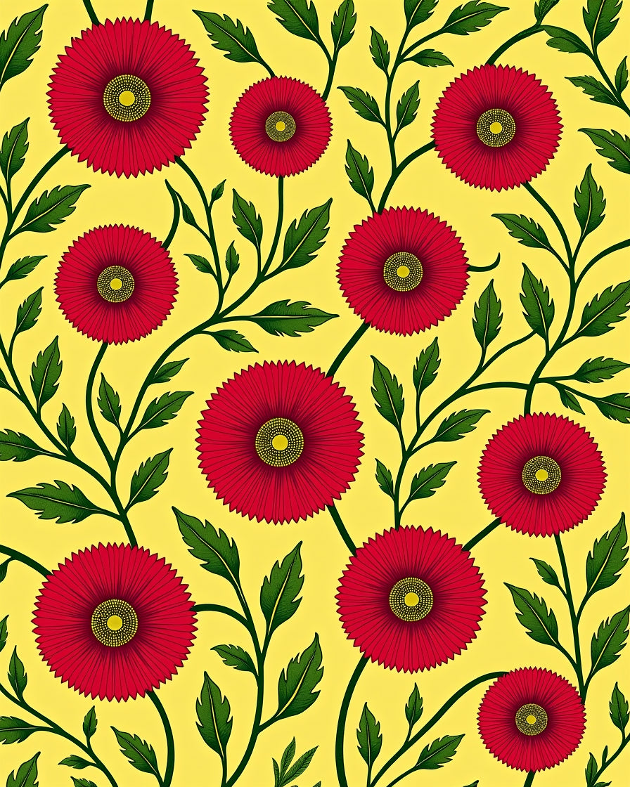 Vibrant Red Floral Vine Rug