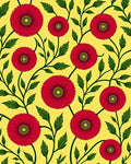 Vibrant Red Floral Vine Rug