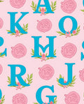 Aqua Alphabet Pink Swirl Floral Rug