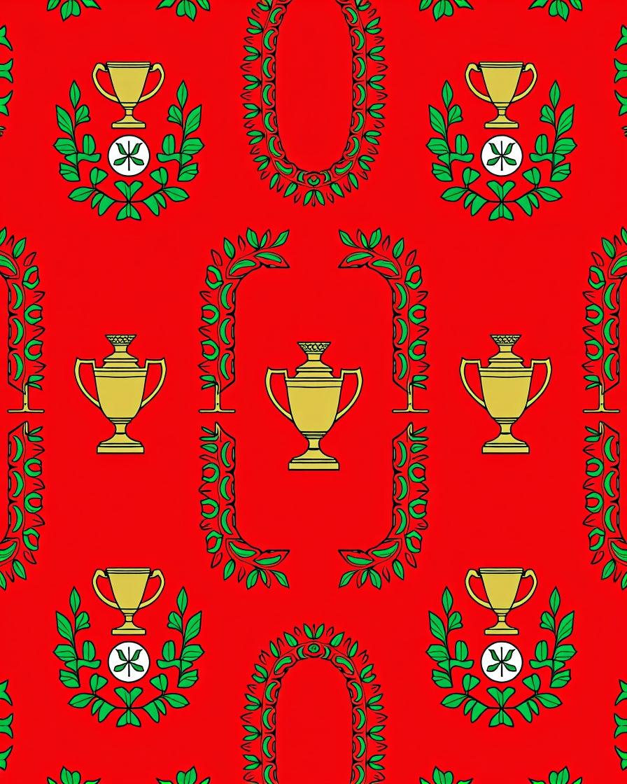 Golden Trophies Red Laurel Arch Rug