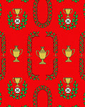 Golden Trophies Red Laurel Arch Rug