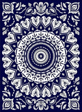 Navy White Heart Mandala Garden Rug