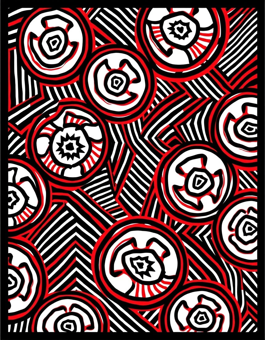 Bold red concentric circles abstract Rug