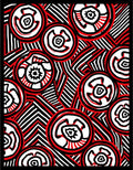 Bold red concentric circles abstract Rug