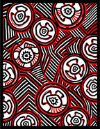 Bold red concentric circles abstract Rug