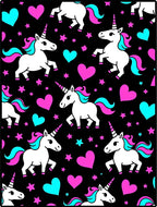 Whimsical Unicorn Hearts Stars Black Rug