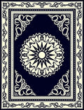 Deep Blue Radial Floral Medallion Rug