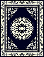 Deep Blue Radial Floral Medallion Rug