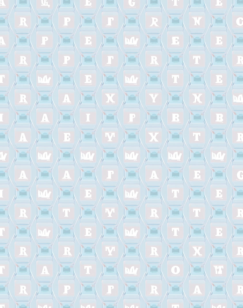 Pale Blue Geometric Alphabetic Grid Rug
