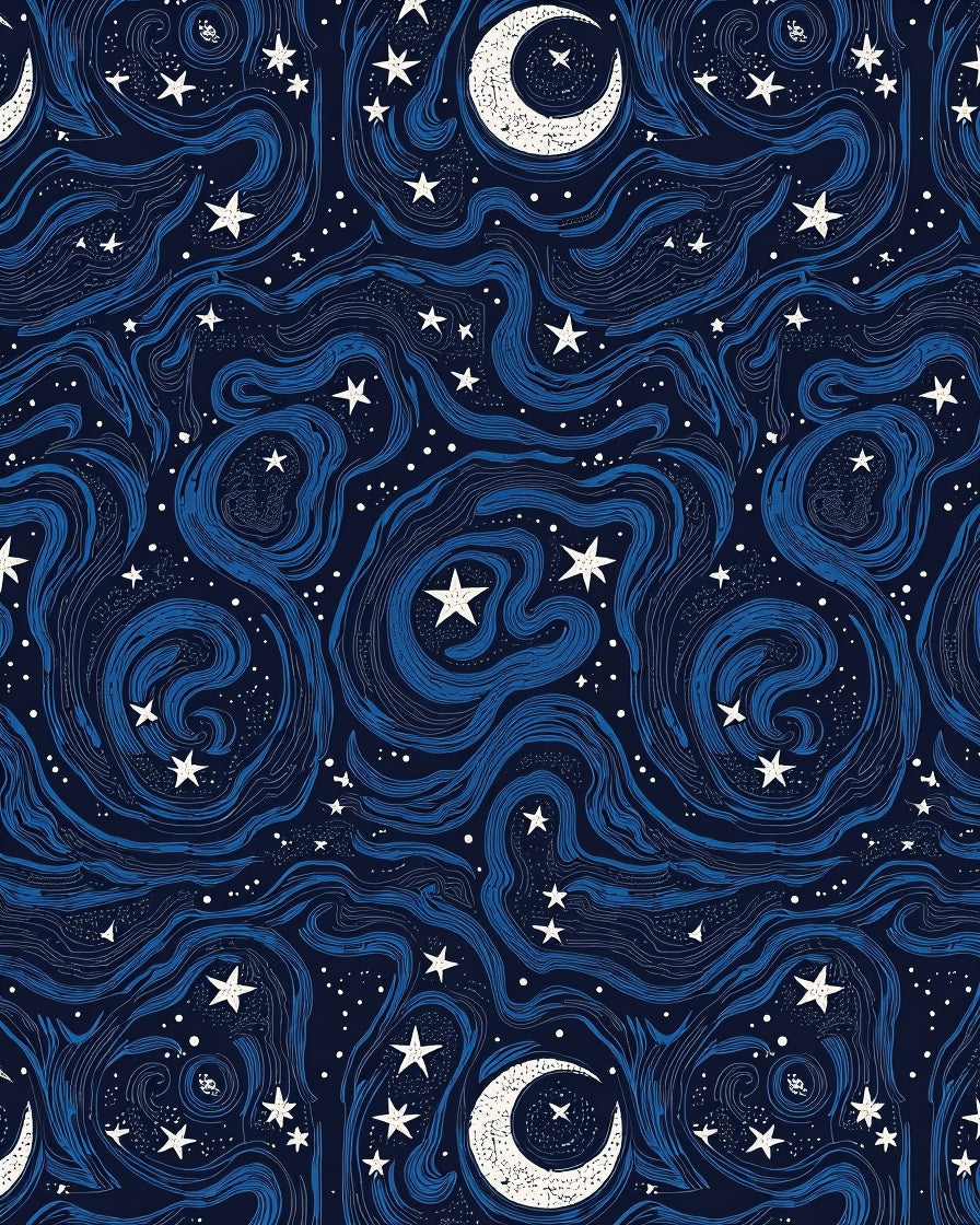 Midnight Blue Celestial Swirl Rug