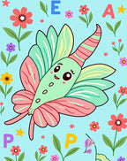 Whimsical Mint Butterfly Floral Garden Rug