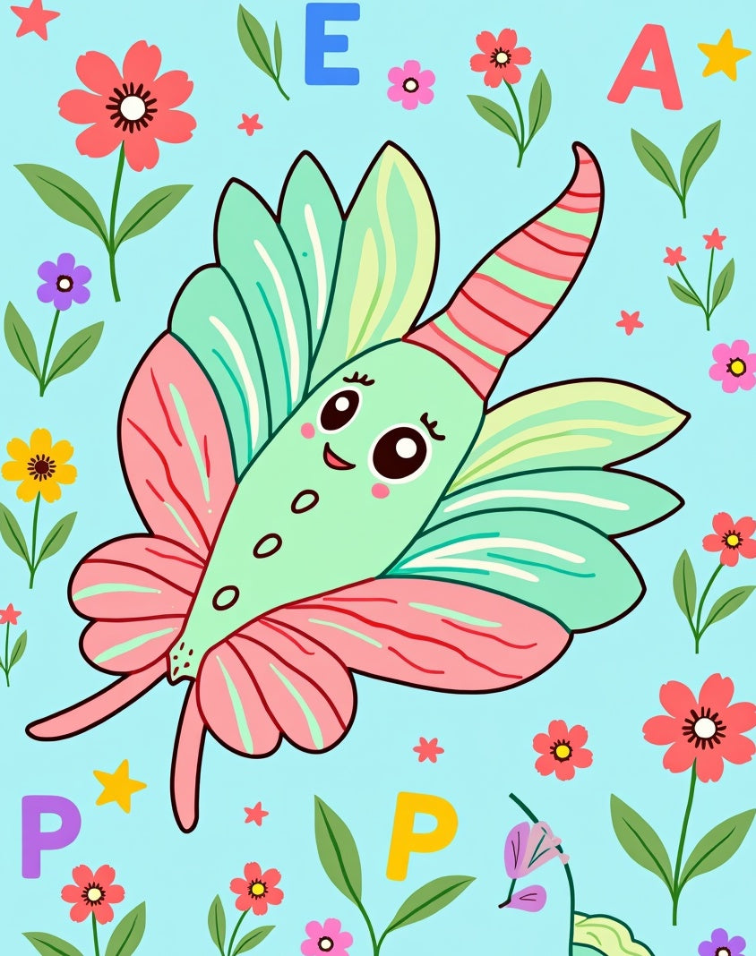 Whimsical Mint Butterfly Floral Garden Rug