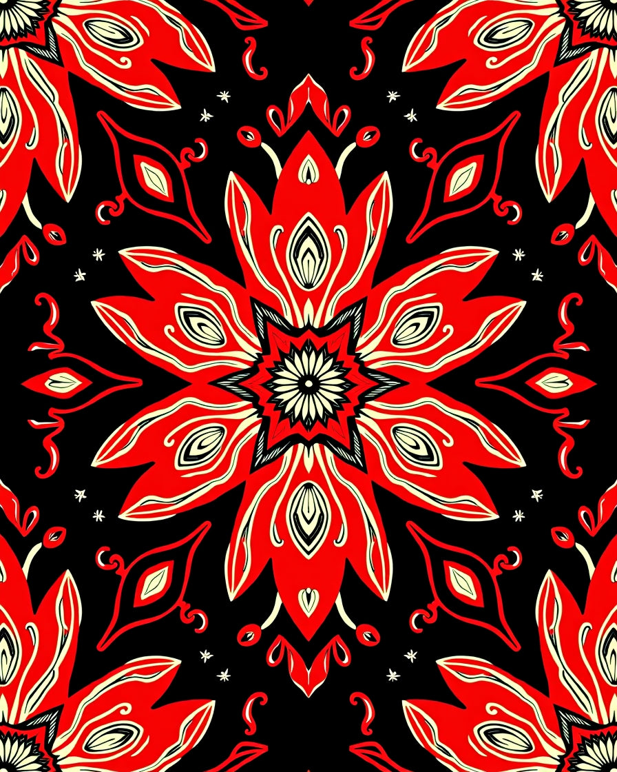Bold Red Floral Medallion Rug