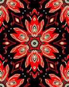 Bold Red Floral Medallion Rug