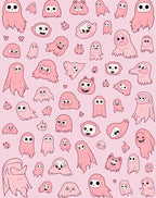 Spooky Pink Ghost Cartoon Collage Rug
