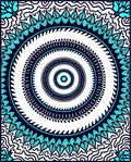 Deep Teal Concentric Mandala Bloom Rug