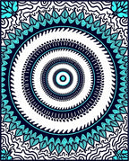 Deep Teal Concentric Mandala Bloom Rug