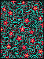 Red Yellow Star Swirls Rug