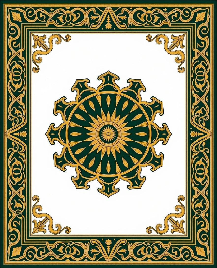 Emerald Gold Ornate Central Sun Rug