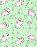 Whimsical Pink Ghost Aqua Swirls Rug
