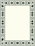 Dark Green Ornate Scroll Border Rug