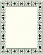Dark Green Ornate Scroll Border Rug