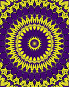 Vibrant Purple Yellow Sunburst Mandala Rug