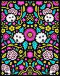 Whimsical pink dog floral art Rug