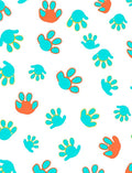 Playful Orange Turquoise Handprint Scatter Rug