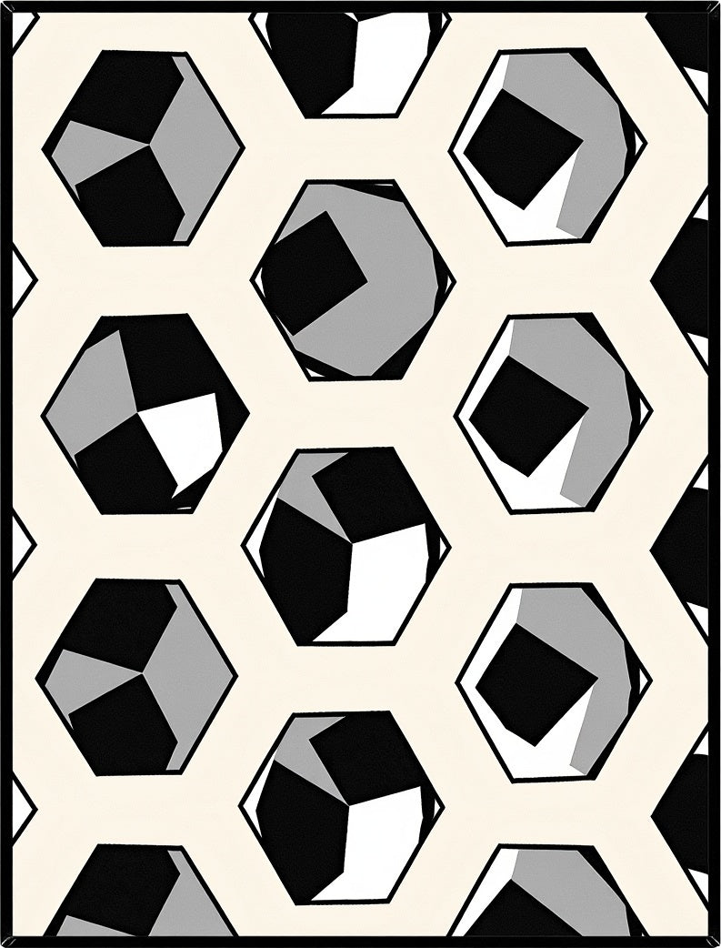 Monochromatic Hexagonal Cells Abstraction Rug