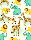 Whimsical Safari Animals Yellow Blue Rug